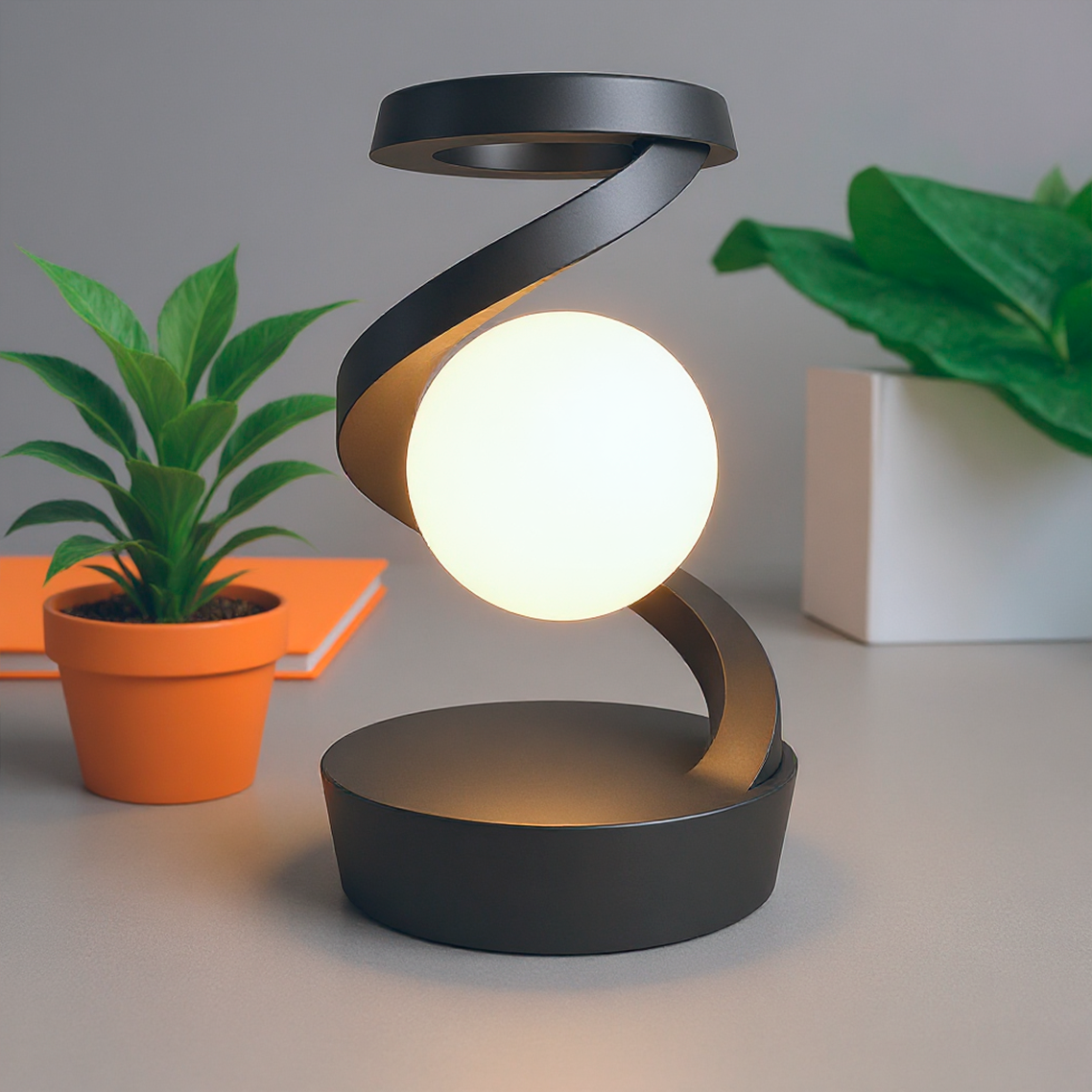Rotating Moon Desk Lamp with Wireless Charging & Sensor Control